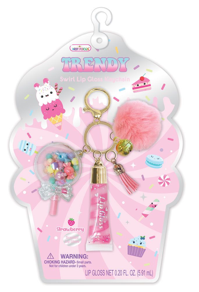 Trendy swirl Lip Gloss with Key Chain, Sweet