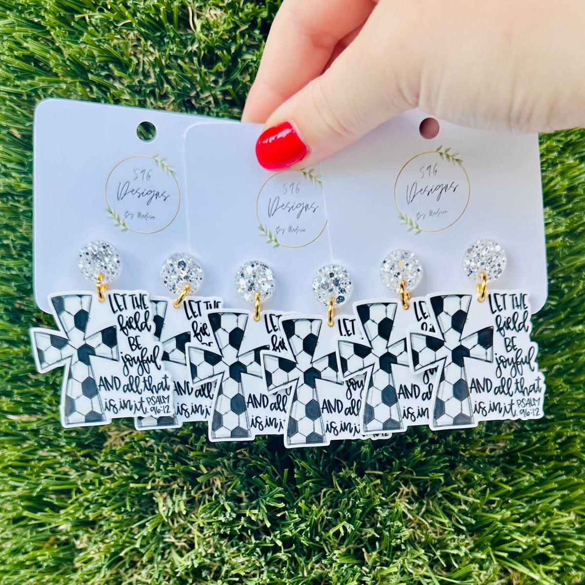 Psalm 96:12 Soccer Earrings
