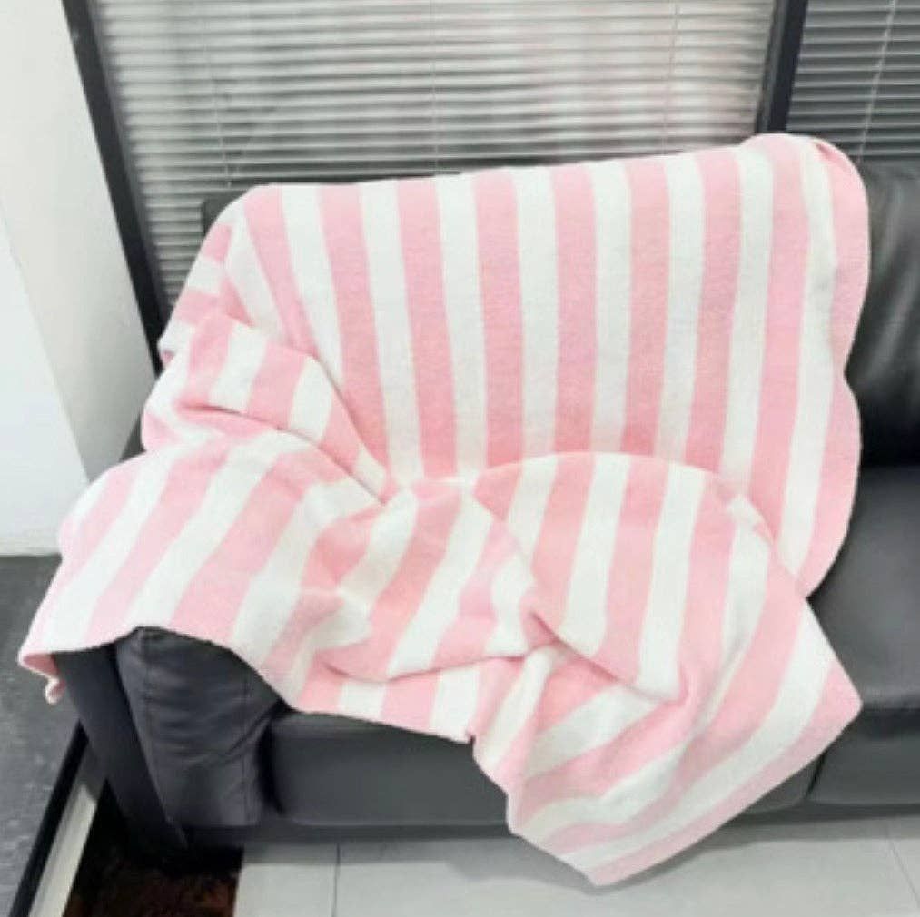 Pink Striped Throw Blanket