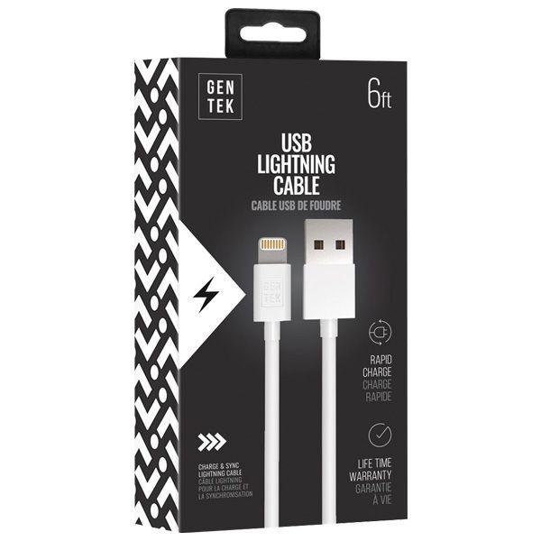 Gentek Apple Lightning To Usb Cable, Non-Mfi 6ft