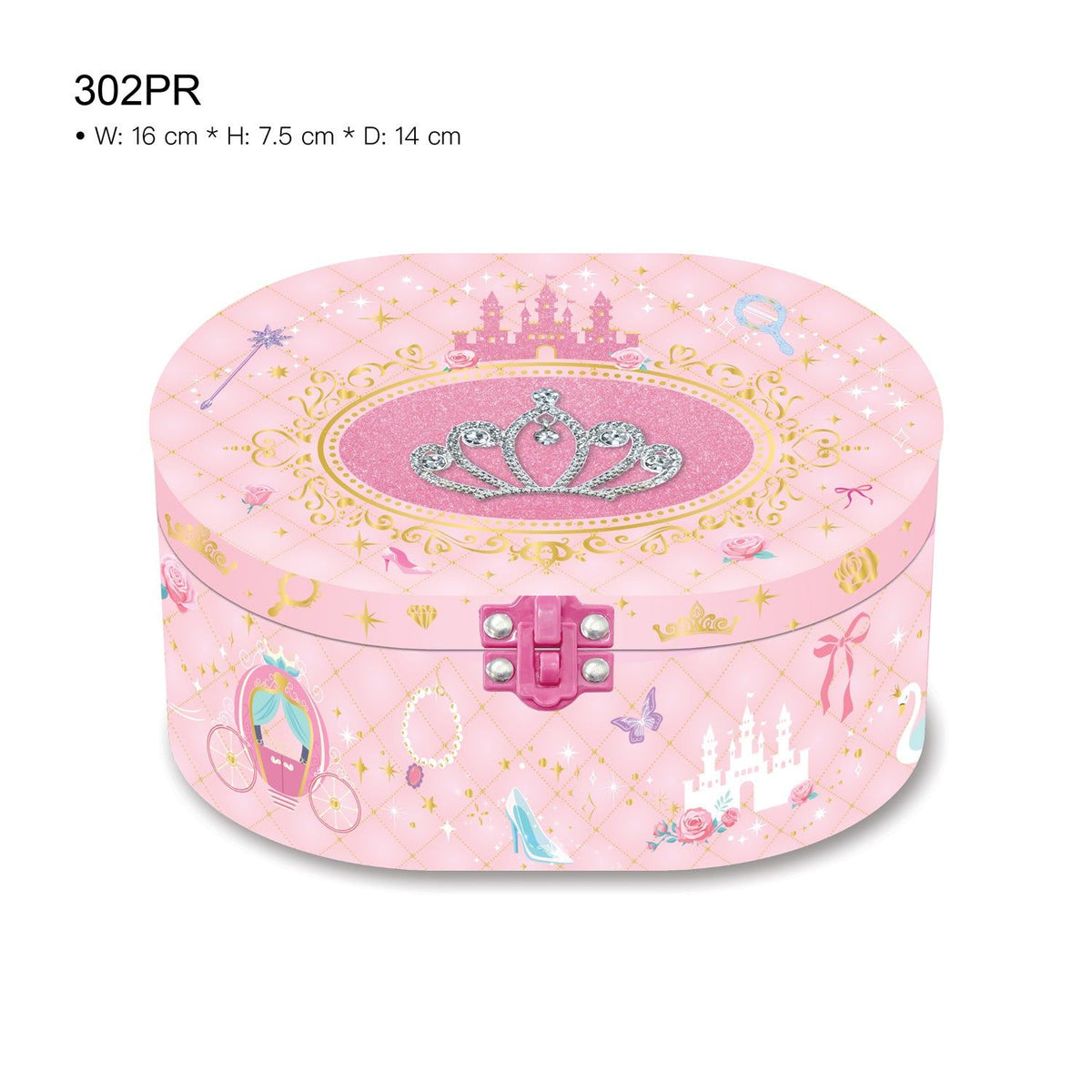 Oval Shaped Musical Jewelry Box, Princess
