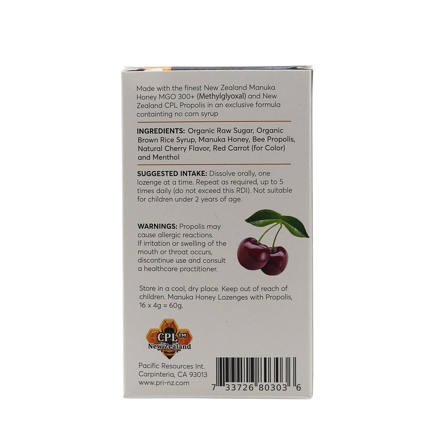 Manuka Honey Propolis Lozenges/Cough Drops, Cherry