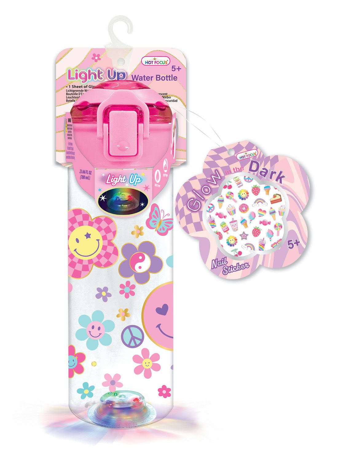 Light Up Water Bottle 23.66 FL.OZ/700mL,
Groovy Flower