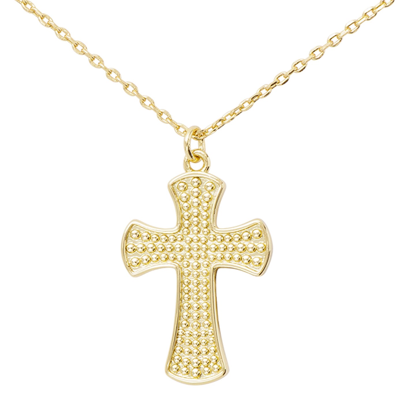 Gold Textured Classic Cross Necklace