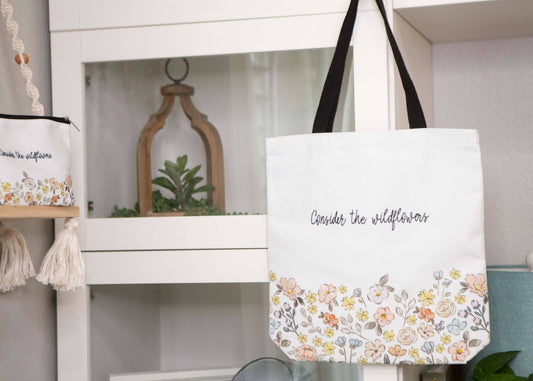 Consider the Wildflowers Tote Bag | Bible Bag for Ladies