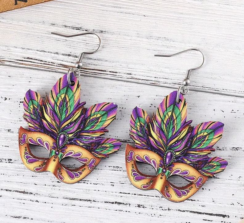 Mardi Gras Ball Mask Earrings