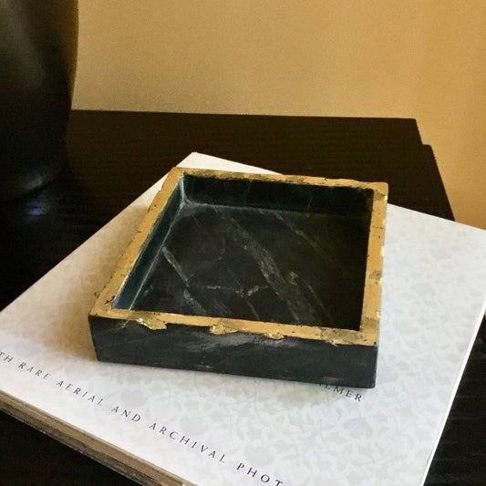 LG Gold Edged Marble Napkin Box