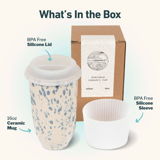 Orchid Ceramic Travel Mug – 16oz with Lid & Sleeve