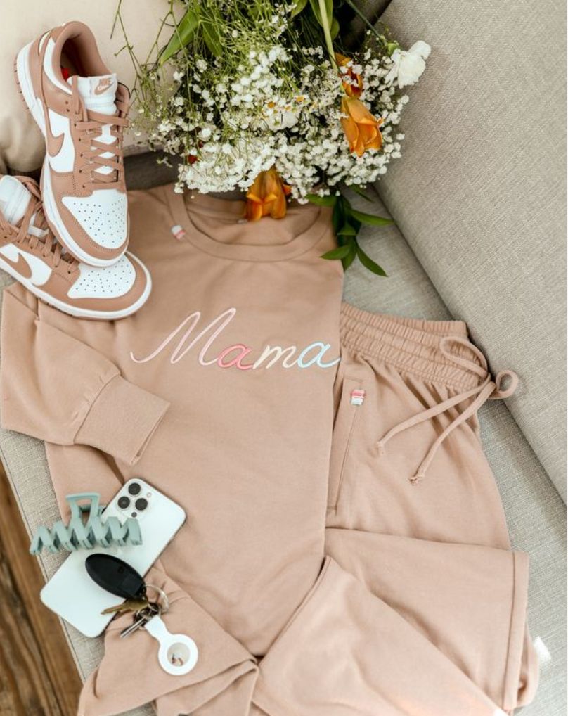 Mama 3D Embroidery Sweatshirt - Taupe