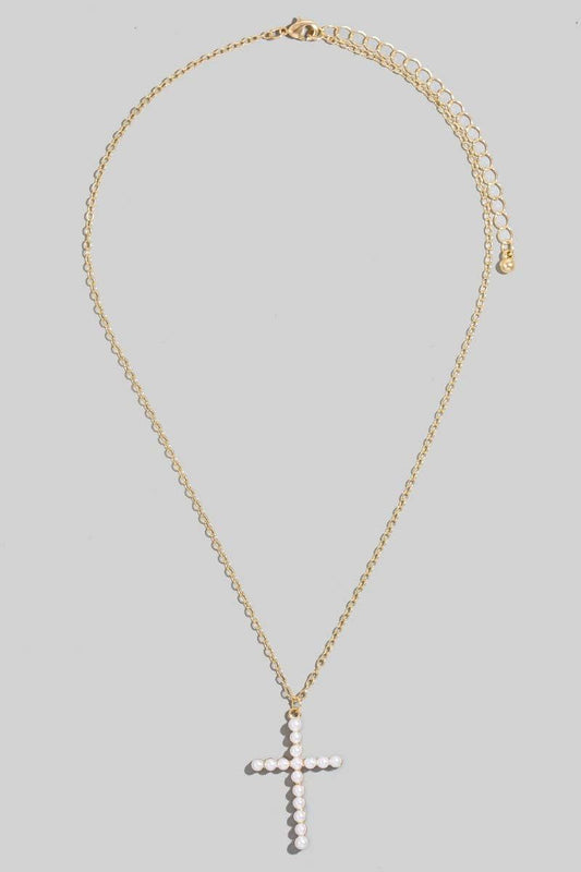 Pearl Cross Pendant Necklace