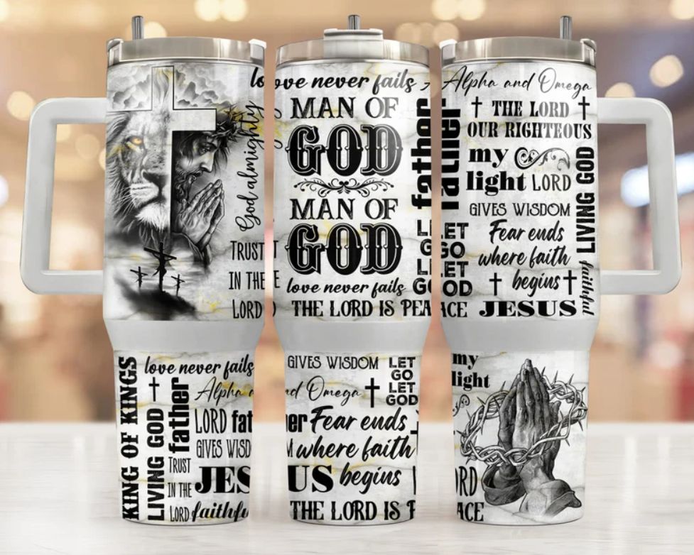 Man Of God 40oz Tumbler with Handle