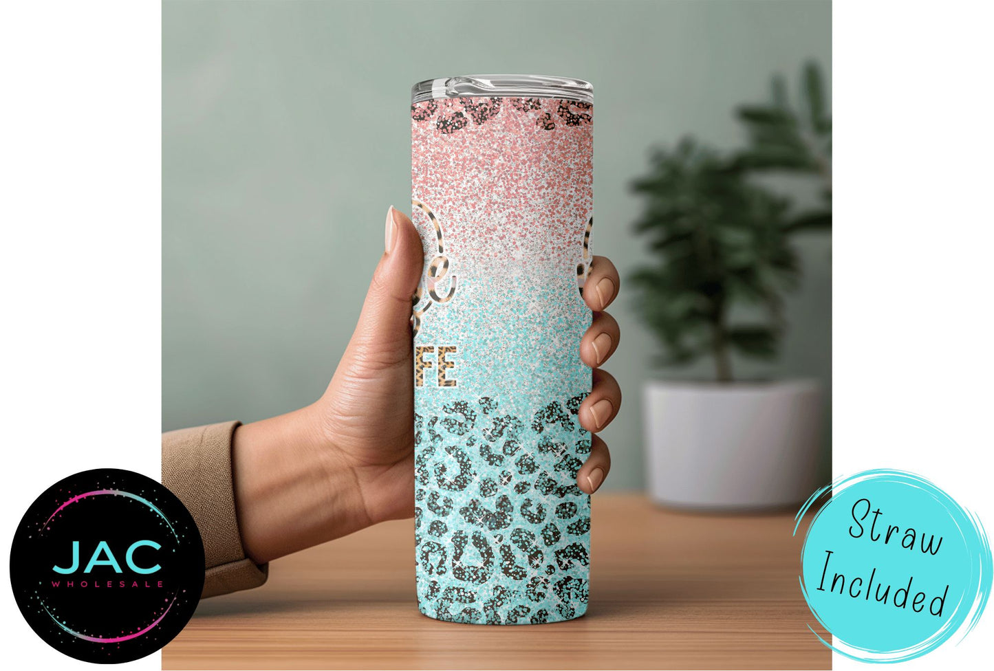 Nurse Life Leopard Glitter Skinny Tumbler 20oz
