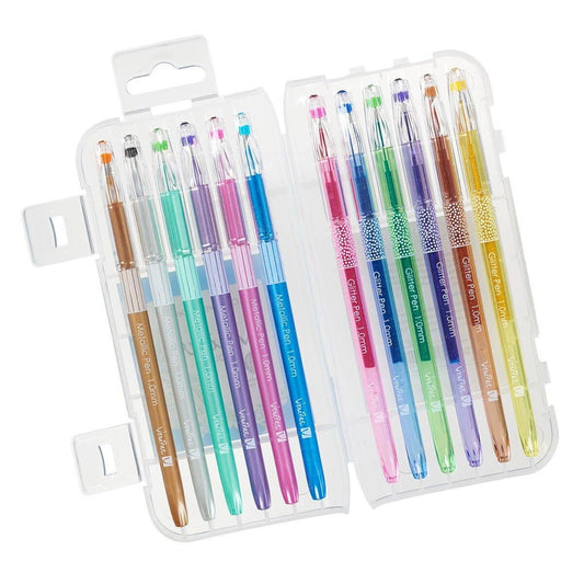 Gel Pen Set 12pc Metallic/Glitter