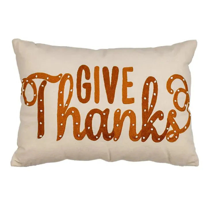 Give Thanks Pillow Oat/Burnt Orange 14x20