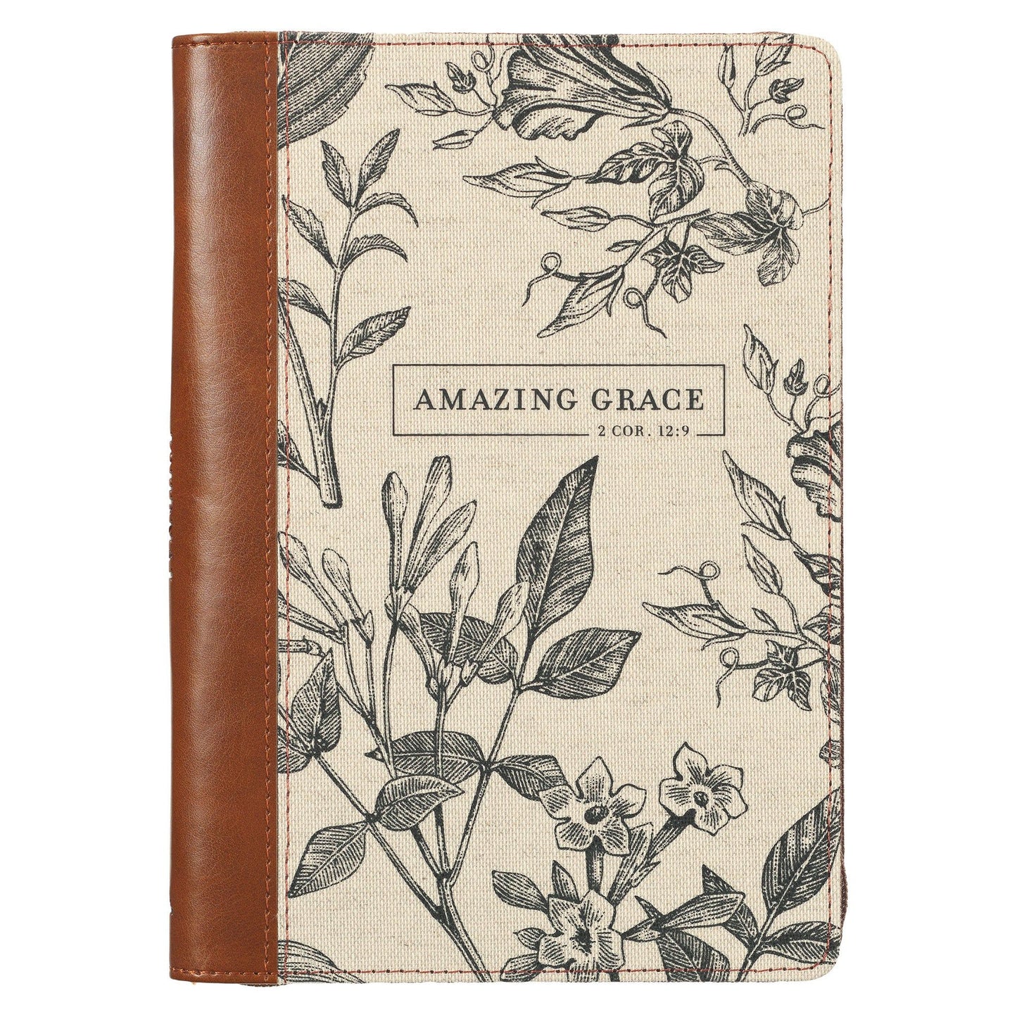 Journal Classic Zip Brown/Cream
Printed Amazing Grace 2 Cor. 12:9
