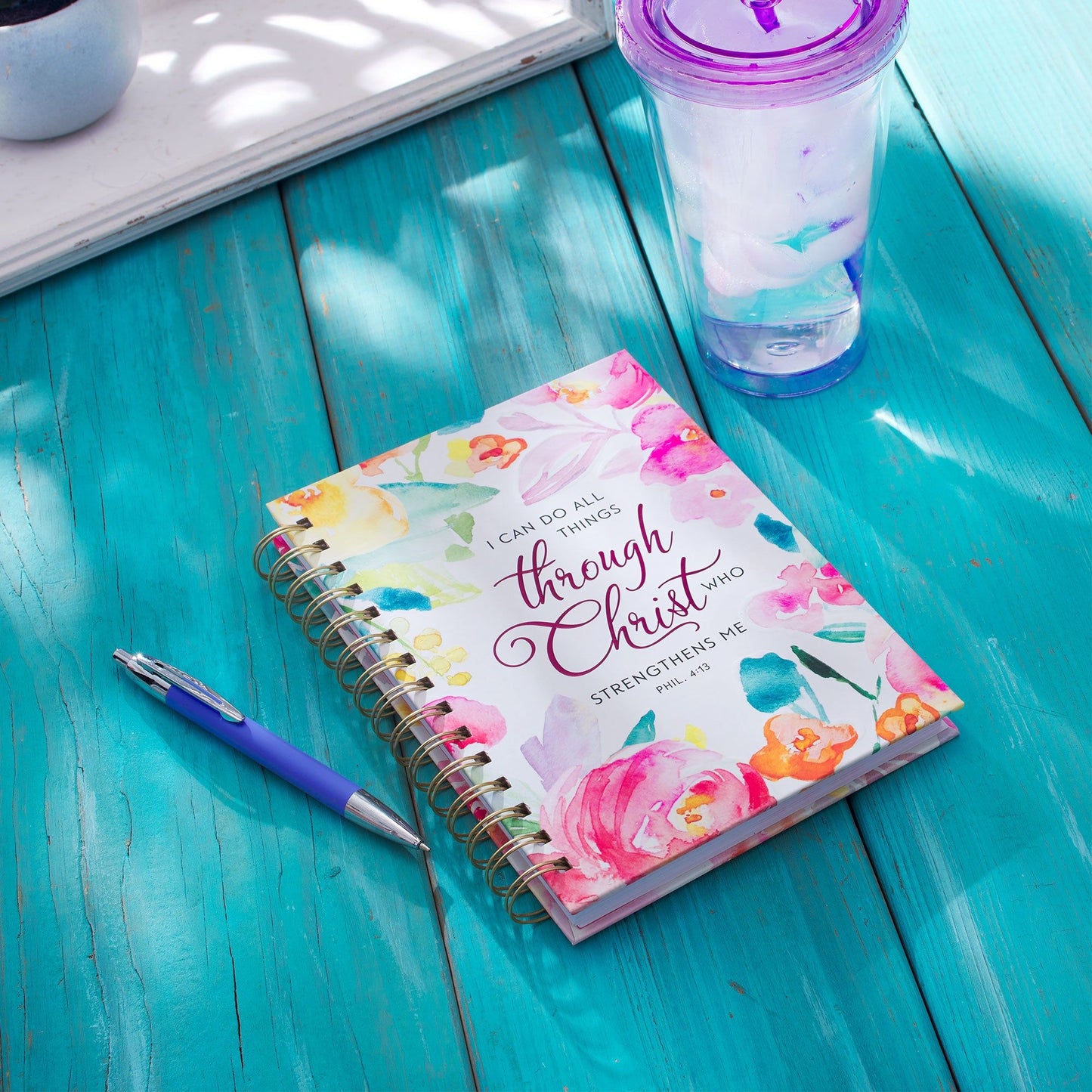 Journal Spiral-bound Multicolored Floral
All Things Through Christ Phil 4:13