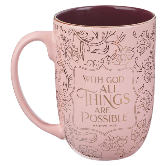 Mug Pink With God Matt 19:26