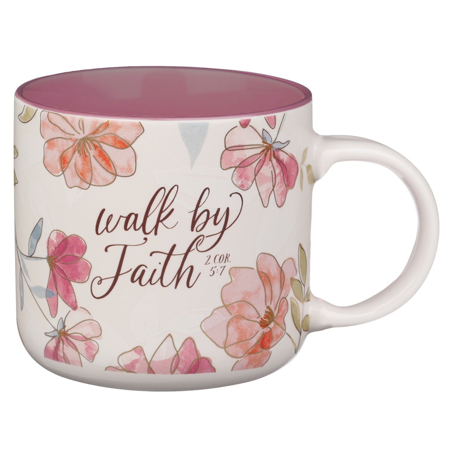 Mug White Floral Walk By Faith 2 Cor. 5:7