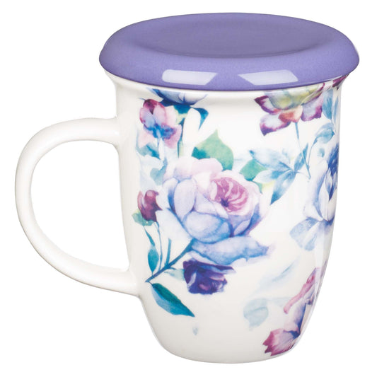 Mug with Lid Purple/White Floral Be Still
Ps. 46:10