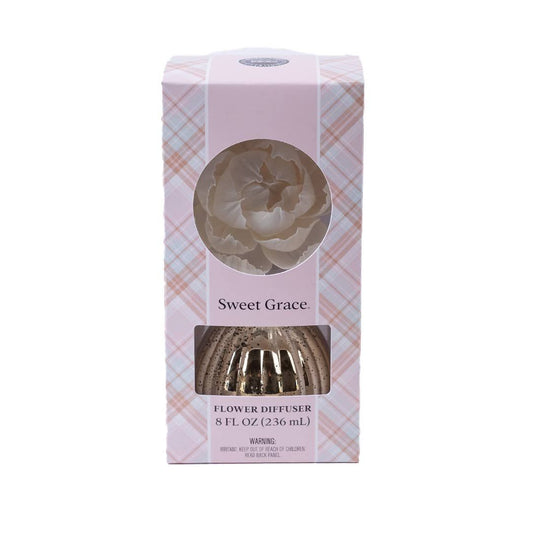 Sweet Grace Plaid Flower Diffuser | Metallic Vessel