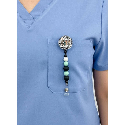Handmade CNA Leopard Beaded Badge Reel