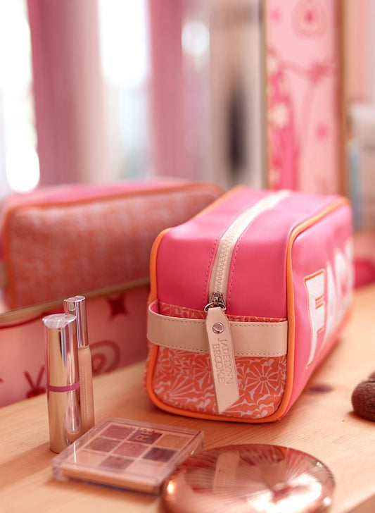 Handle Cosmetic Bag - Face - Pink/Orange/Cream