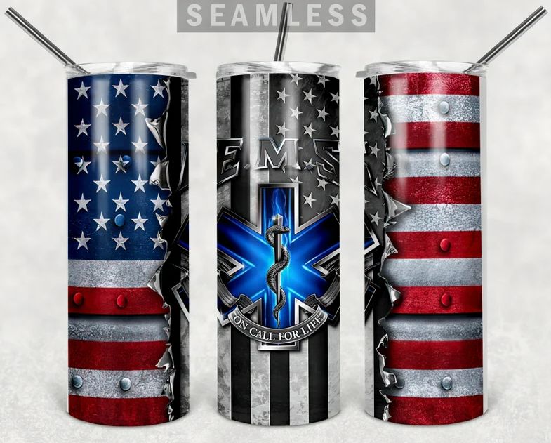 EMS Flag Skinny Tumbler 20oz