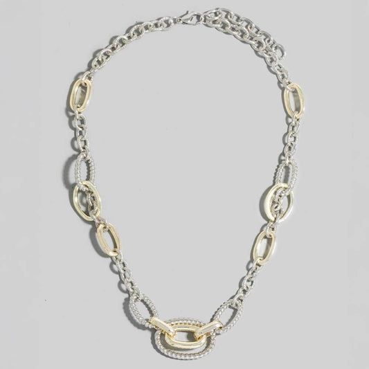 Gold Dipped Mixed Two Tone Oval Classic Chain Necklace