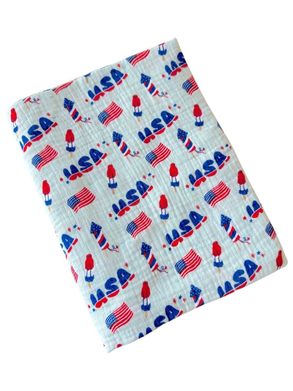 Muslin Swaddle, 4th of July Blue
