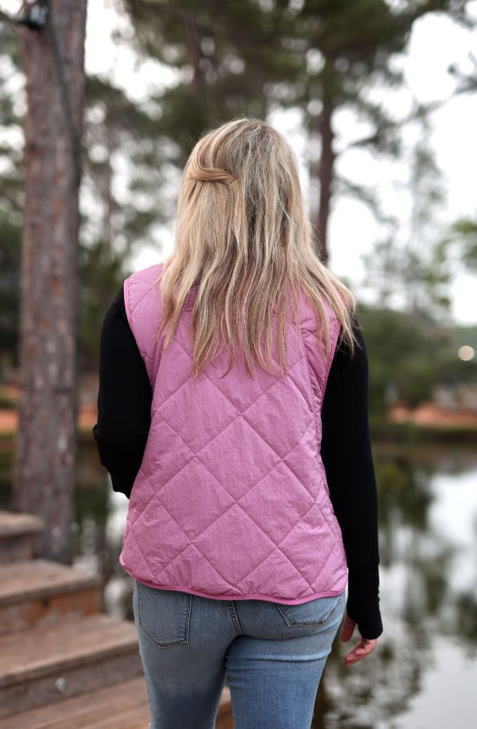 Outbound Quilted Puffer Vest - Dusty Rose