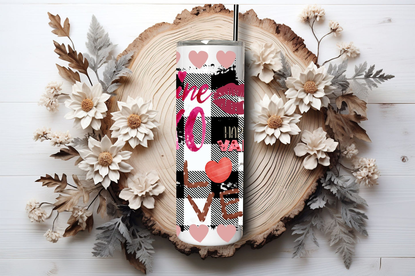 Bold Valentine Donut & Lips Tumbler – 20oz Skinny  Tumbler