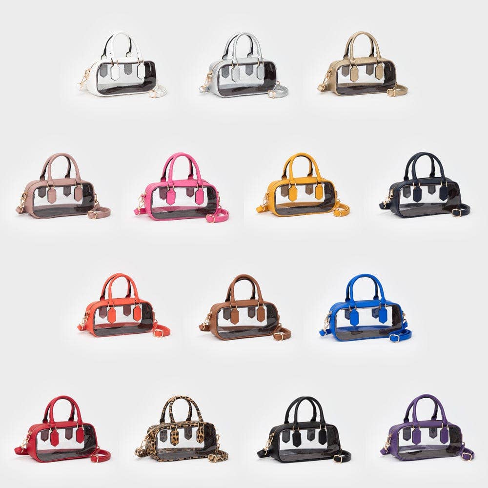 TG10774 Clear Plastic East-West Top Handle/Crossbody Bag