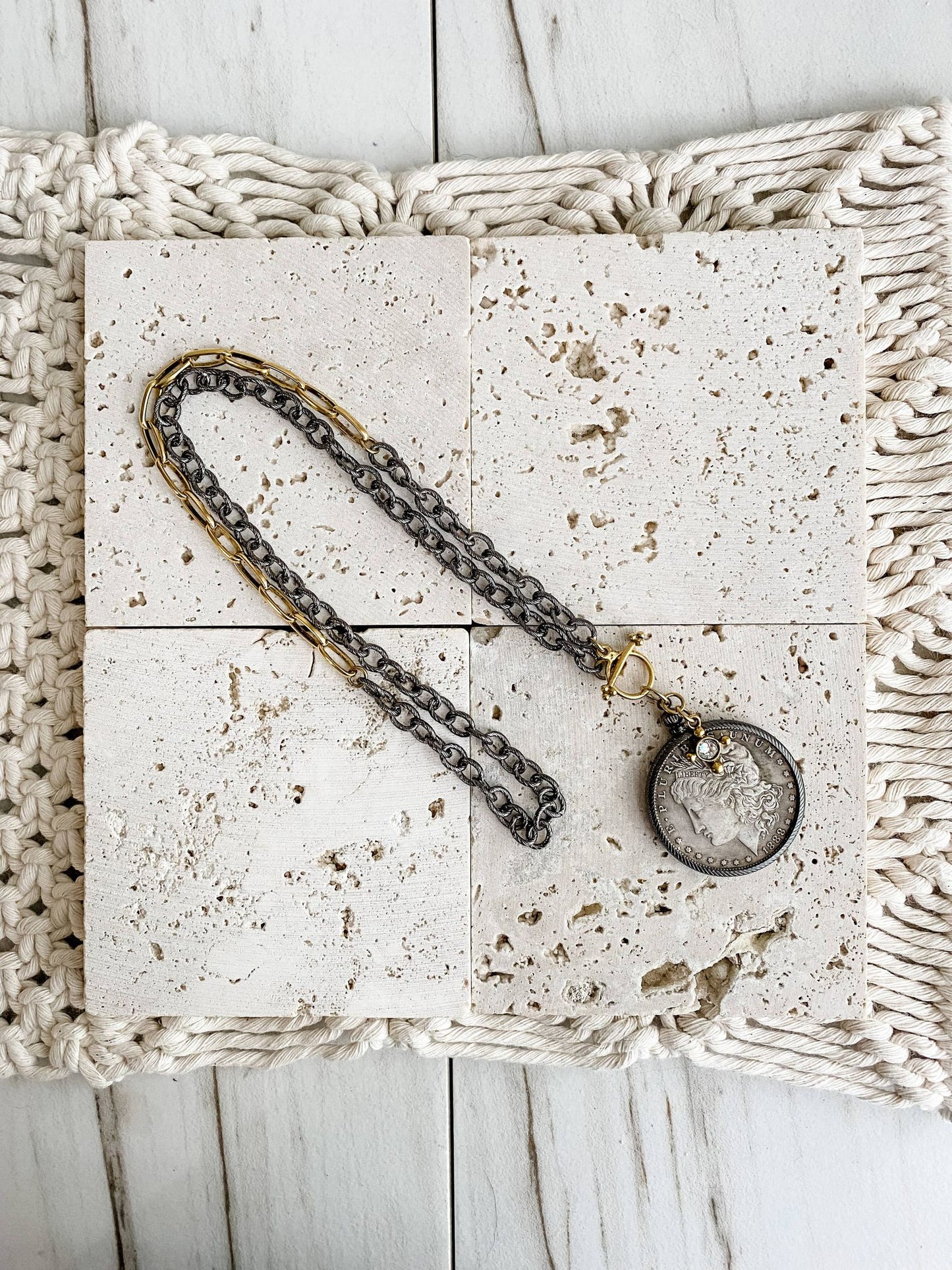 Relic Coin and Cross Necklace