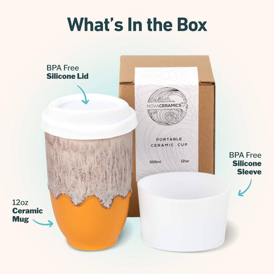 Grapefruit 12oz Ceramic Travel Mug – Reusable & Stylish