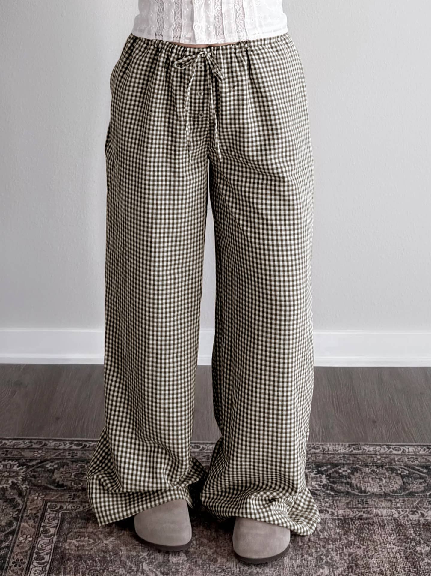 Daily Chic Effortless Gingham Check Pocket Pants
