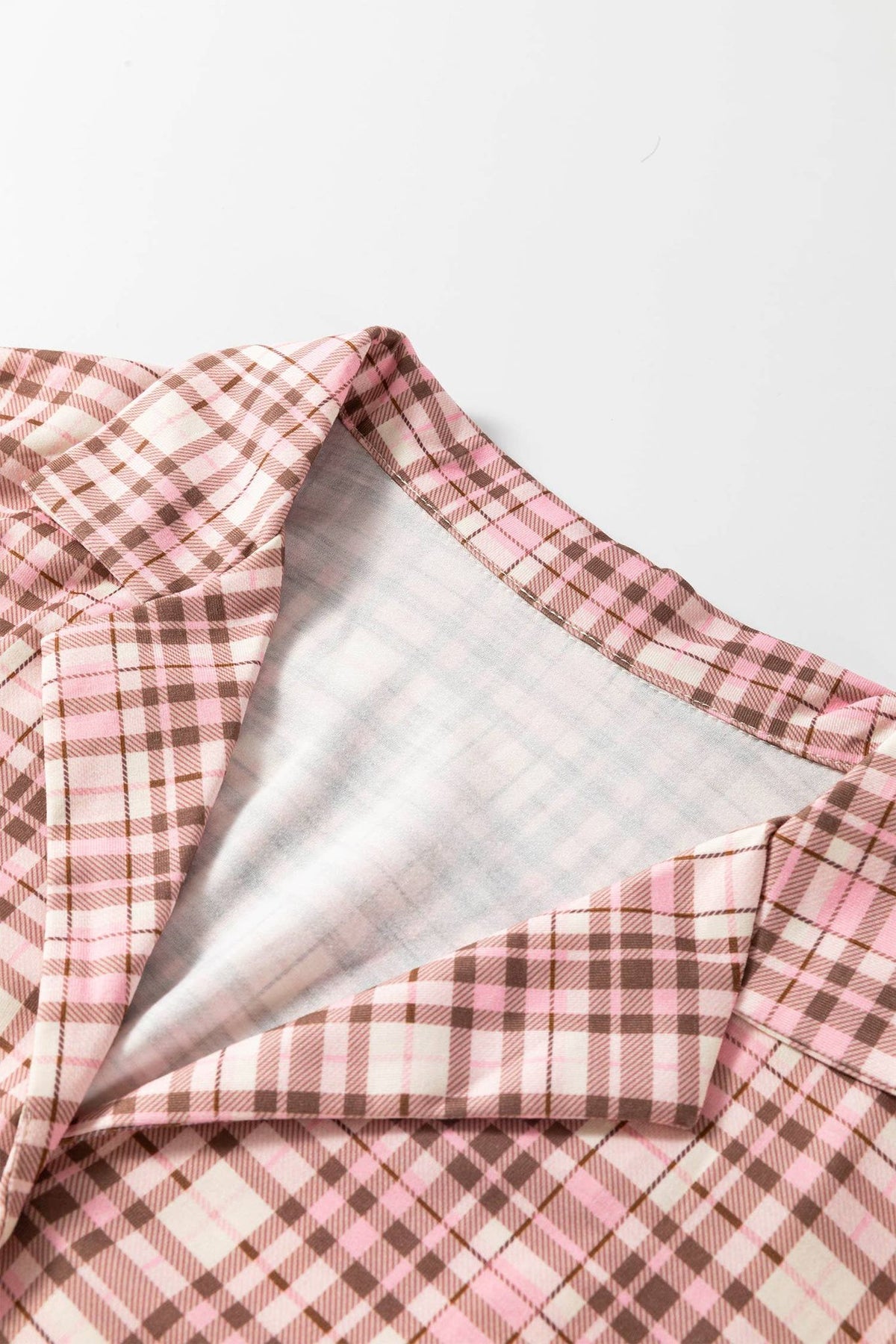 Christmas Plaid Patch Pockets Long Sleeve Lounge Set (S-XL)