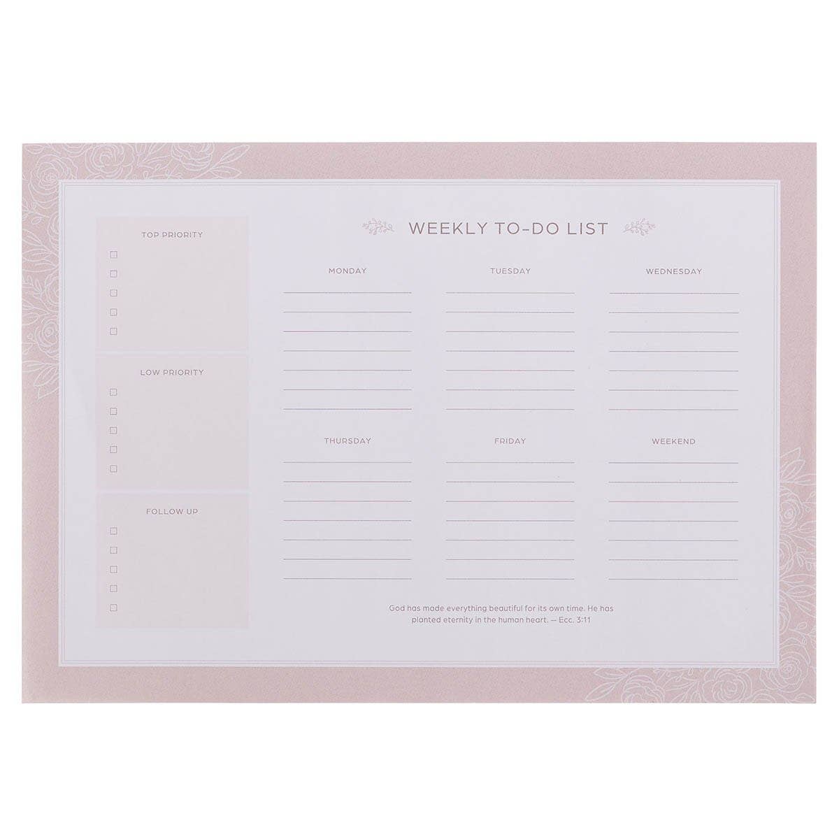 Weekly To-Do List Tear-off Everything Beautiful Ecc. 3:11