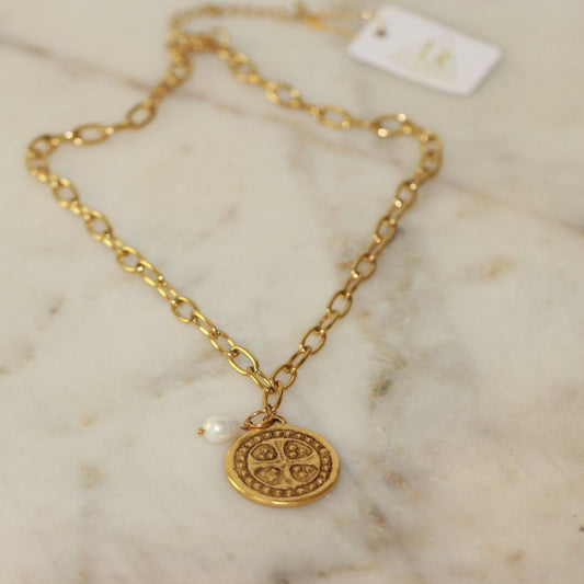 Nora Cross Coin Necklace