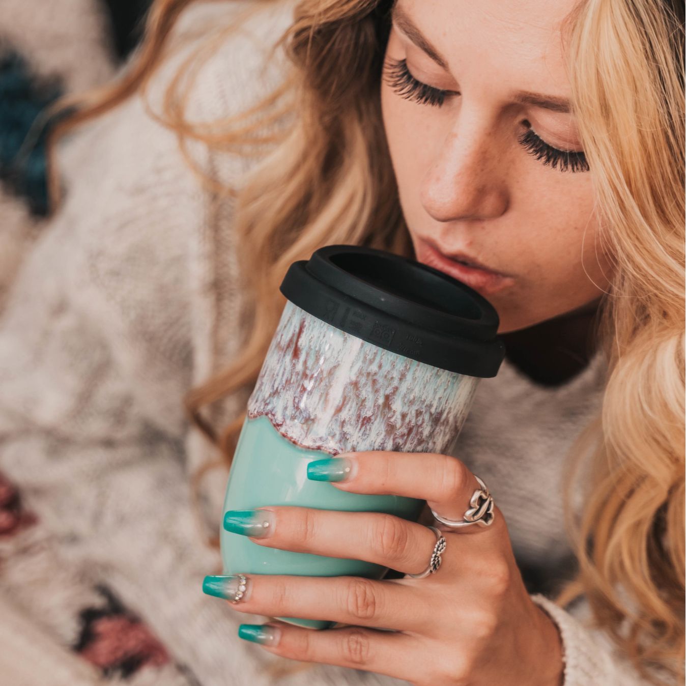 Nebula Ceramic Travel Mug – 12oz with Lid & Sleeve