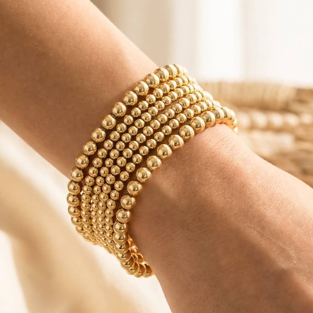 Metallic Ball Beaded Stackable Bracelet