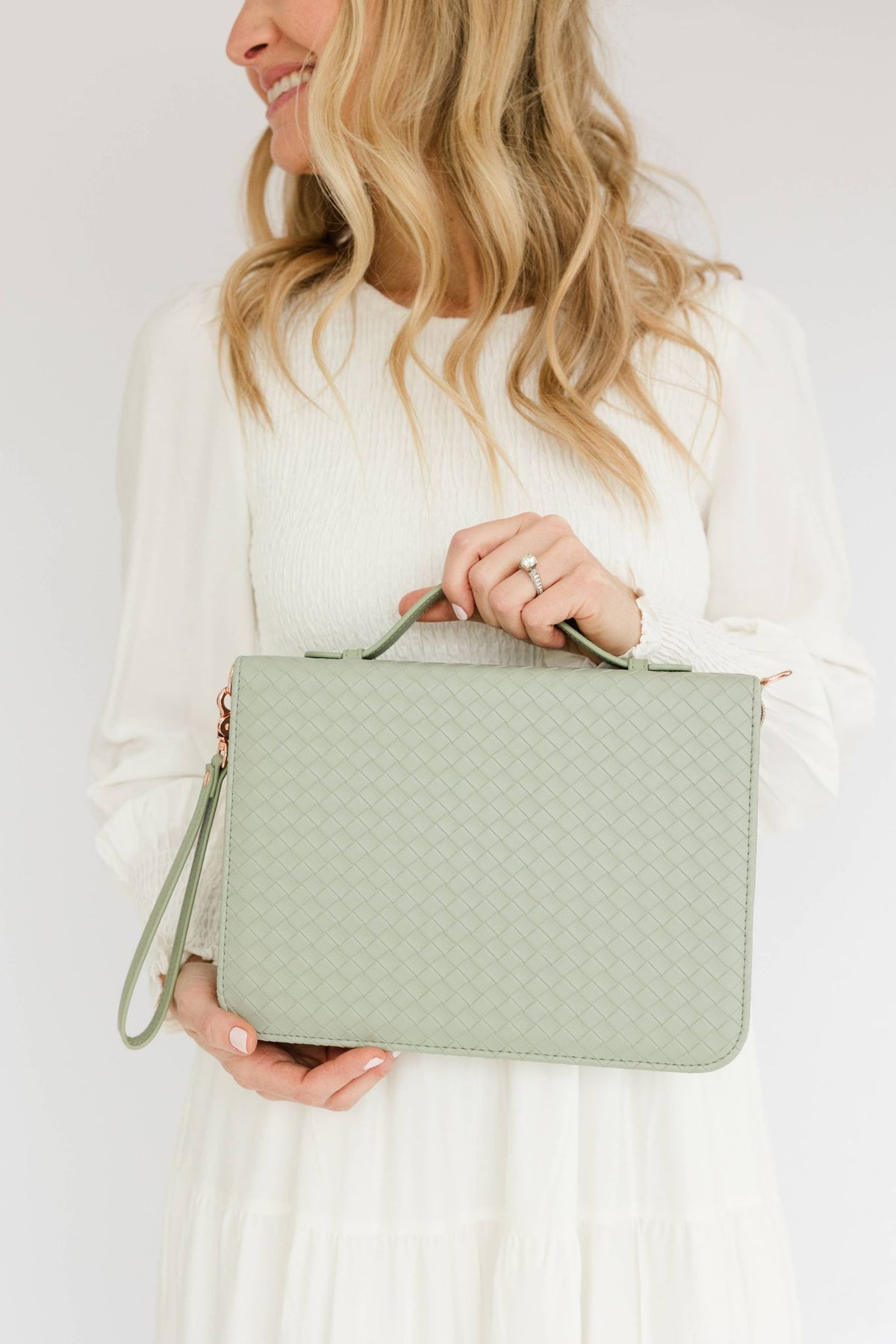 Bible Cover, Weave Bible Case, Crossbody SAGE