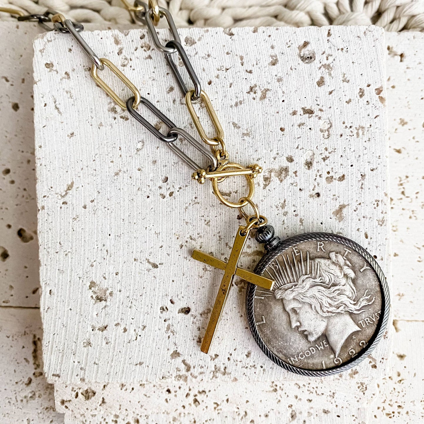 Relic Coin and Cross Necklace