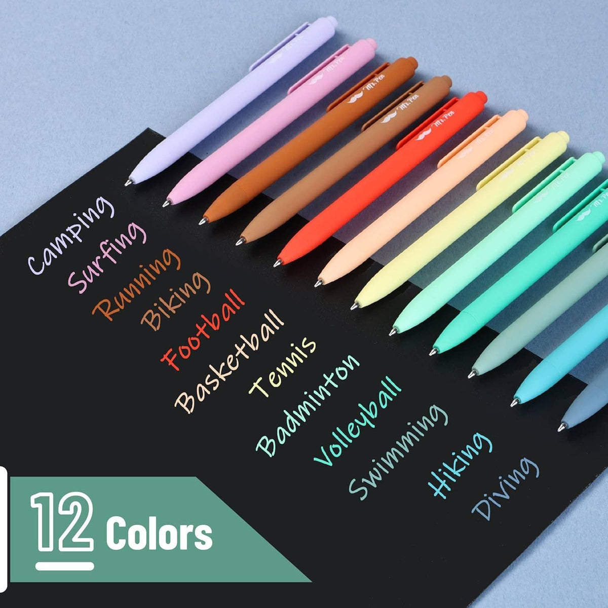Cute 12-Pack Retractable Gel Pens with Colored Ink