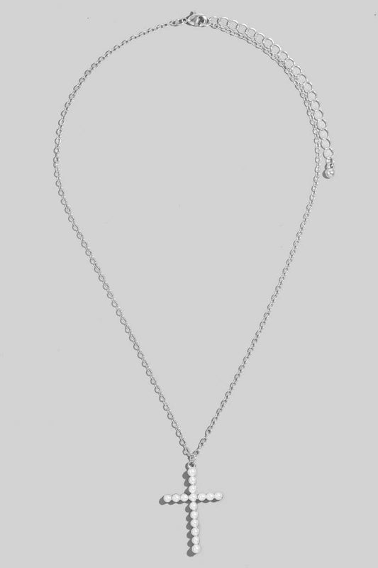 Pearl Cross Pendant Necklace