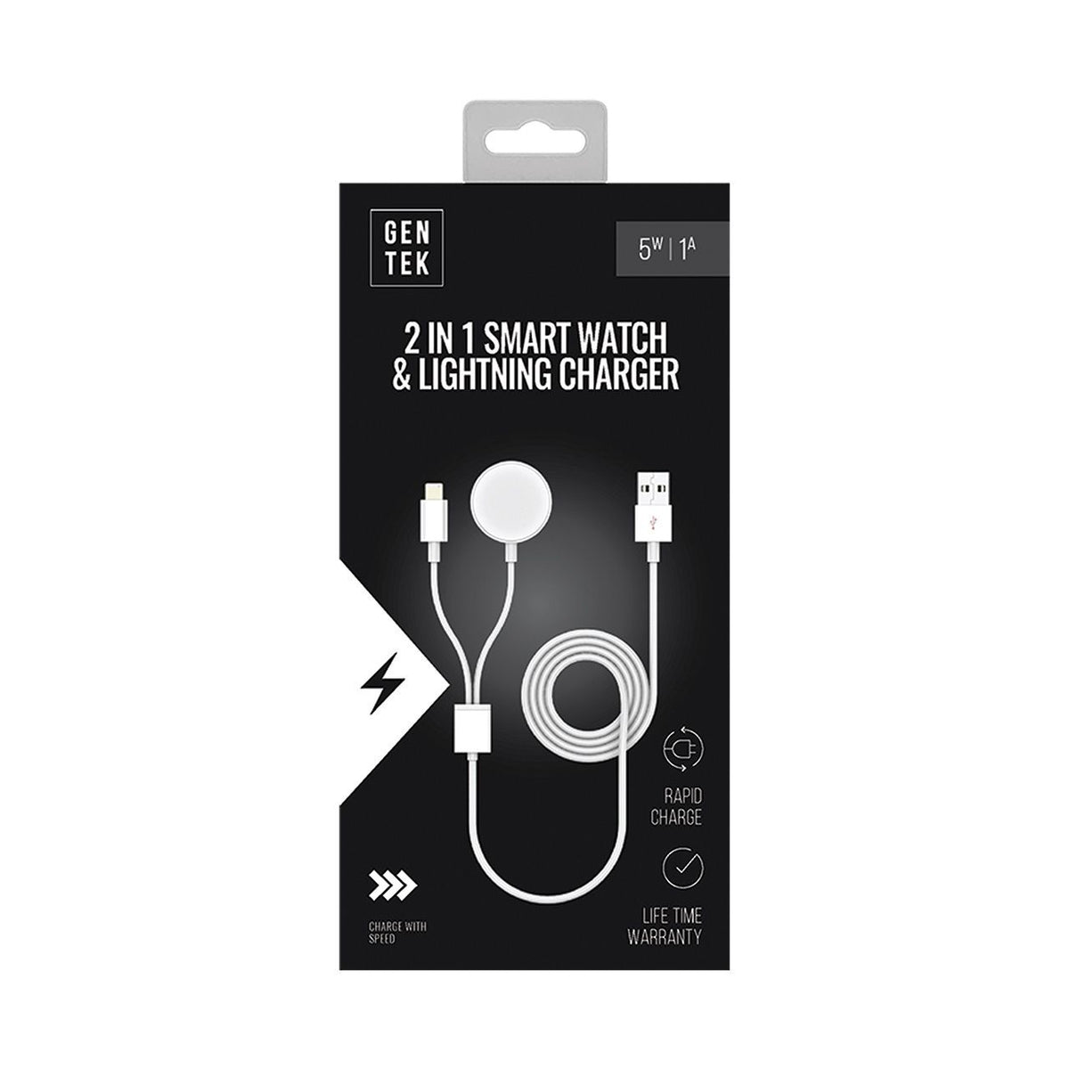 Gen Tek 2-In-1 Smart Watch & Lightning Charger