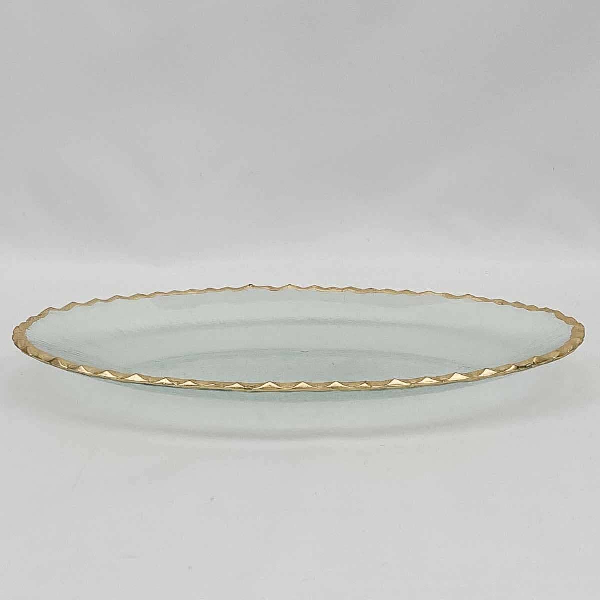 Cordova Oval Serving Tray   Clear/Gold   14x8.5