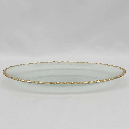 Cordova Oval Serving Tray   Clear/Gold   14x8.5