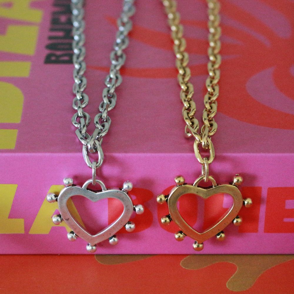 Dotted Heart Link Necklace ~ Deep South Originals