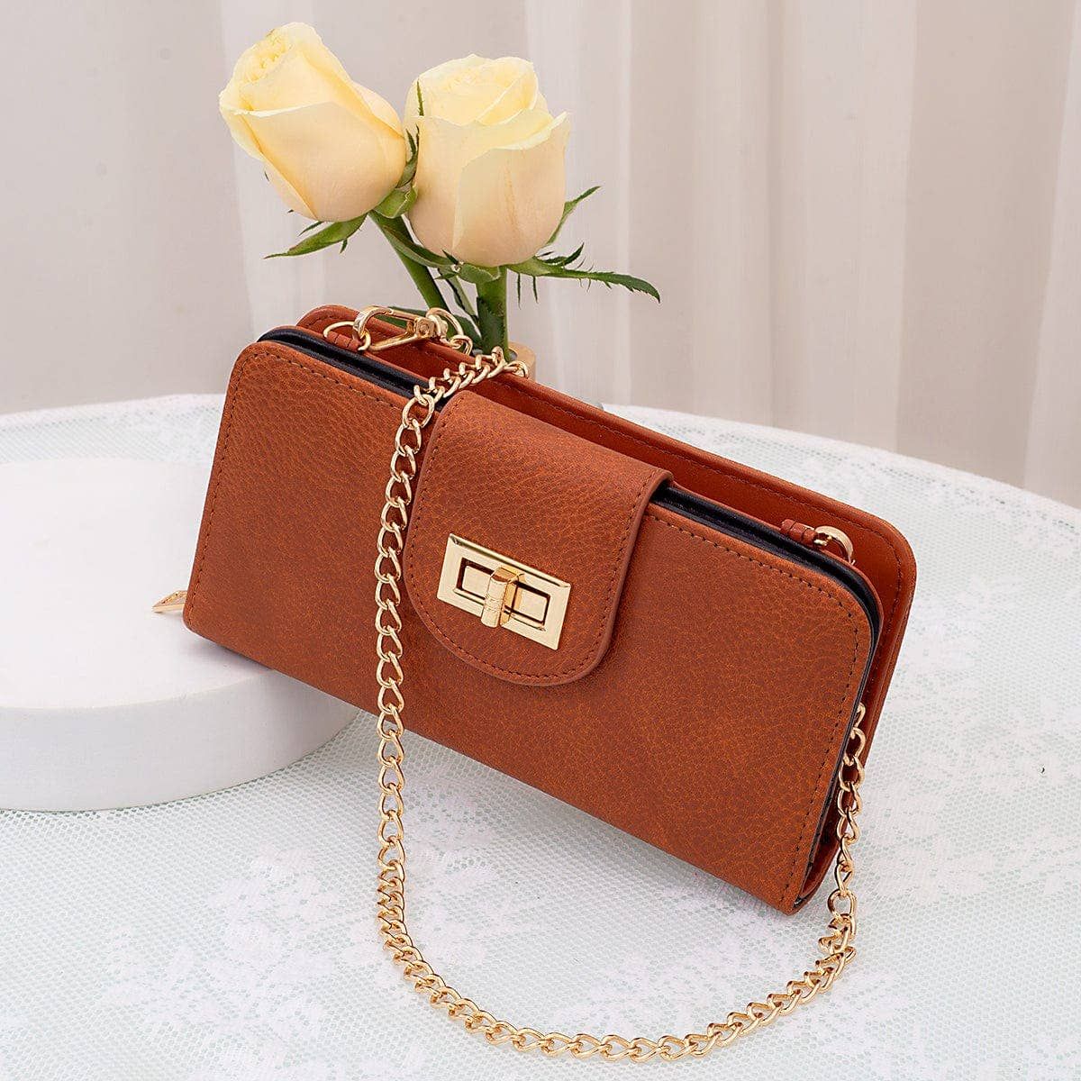 AD041 Turn Lock Crossbody Wallet