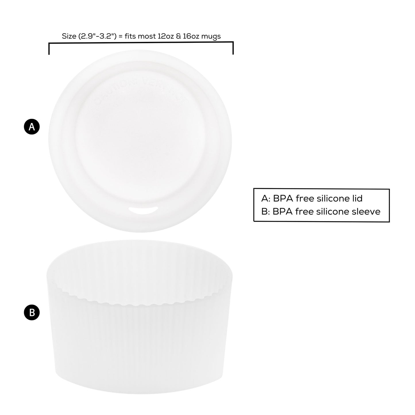 Clear Lid & Sleeve Set – BPA-Free Fit for 16oz Travel Mugs